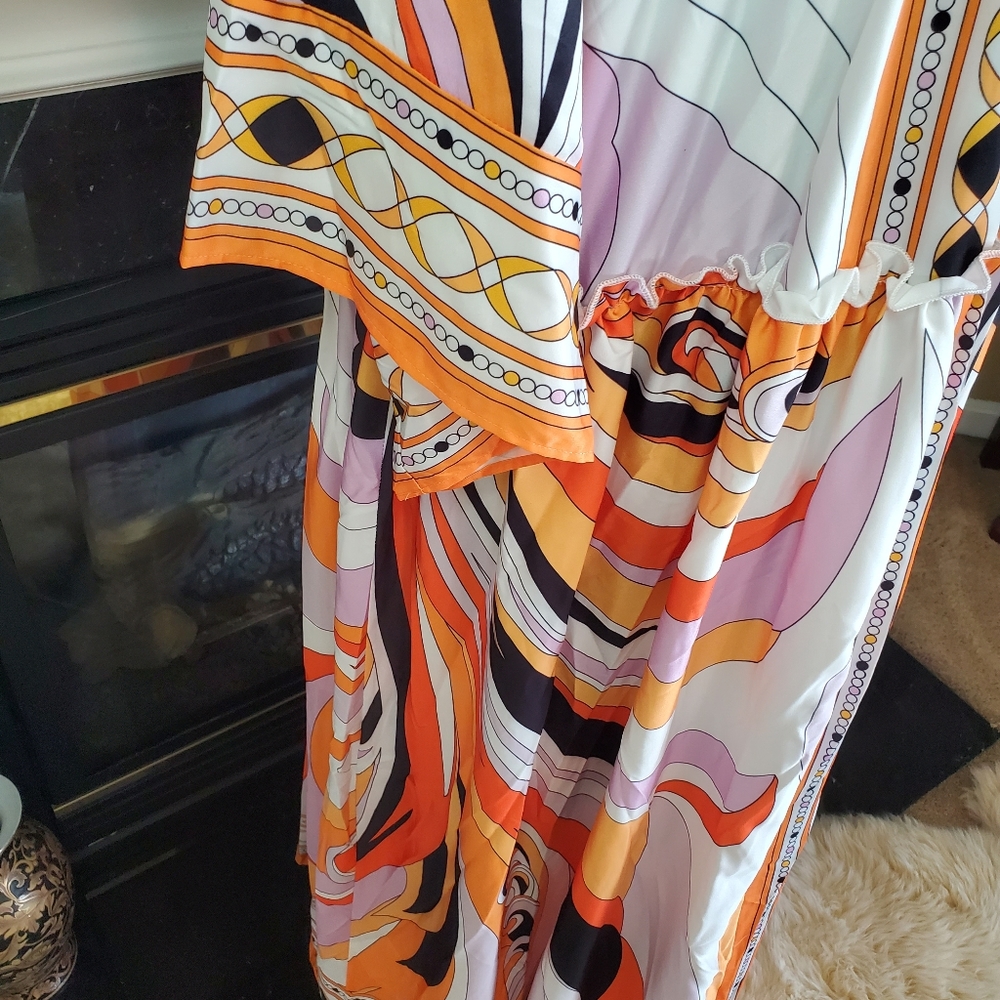 Multifunctional Pattern Print Maxi Robe Caftan - image 6